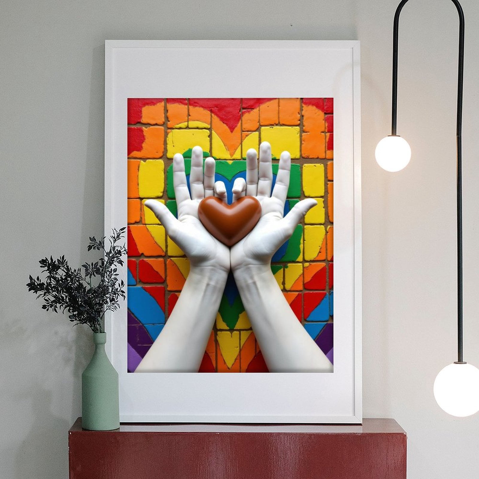 Diamond Art Kit for Adults, Colorful Hands Heart Mosaic Artwork Diamond Painting for Adults Beginners, DIY Diamond Art Painting Kits, 5D Diamond Painting Crafts for Home Decor 12x16 Frameless
