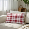 thumbnail image 3 of Red Checkered Throw Pillow Cover, Pillowcase Protectors with Zipper, Breathable Decorative Lumbar Pillow Case Cover, Red White Plaid Farmhouse Pillow Shams for Couch Sofa 16x24Inch, 3 of 8