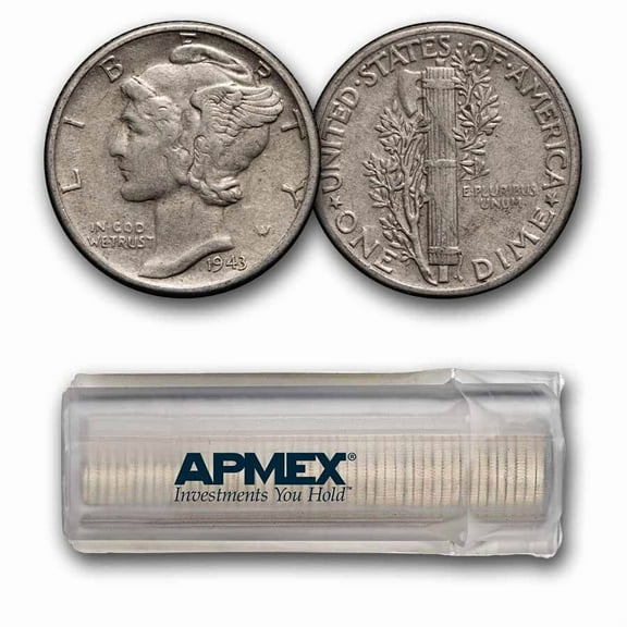 1943 Mercury Dime 50-Coin Roll Avg Circ