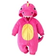 thumbnail image 2 of GiLiling Baby Plush Halloween Dinosaur Winter Jumpsuit with Tail, Attached Tail, Front Zipper, Kids Halloween Holiday Party Wear (Hot Pink, 3-6 Months), 2 of 9