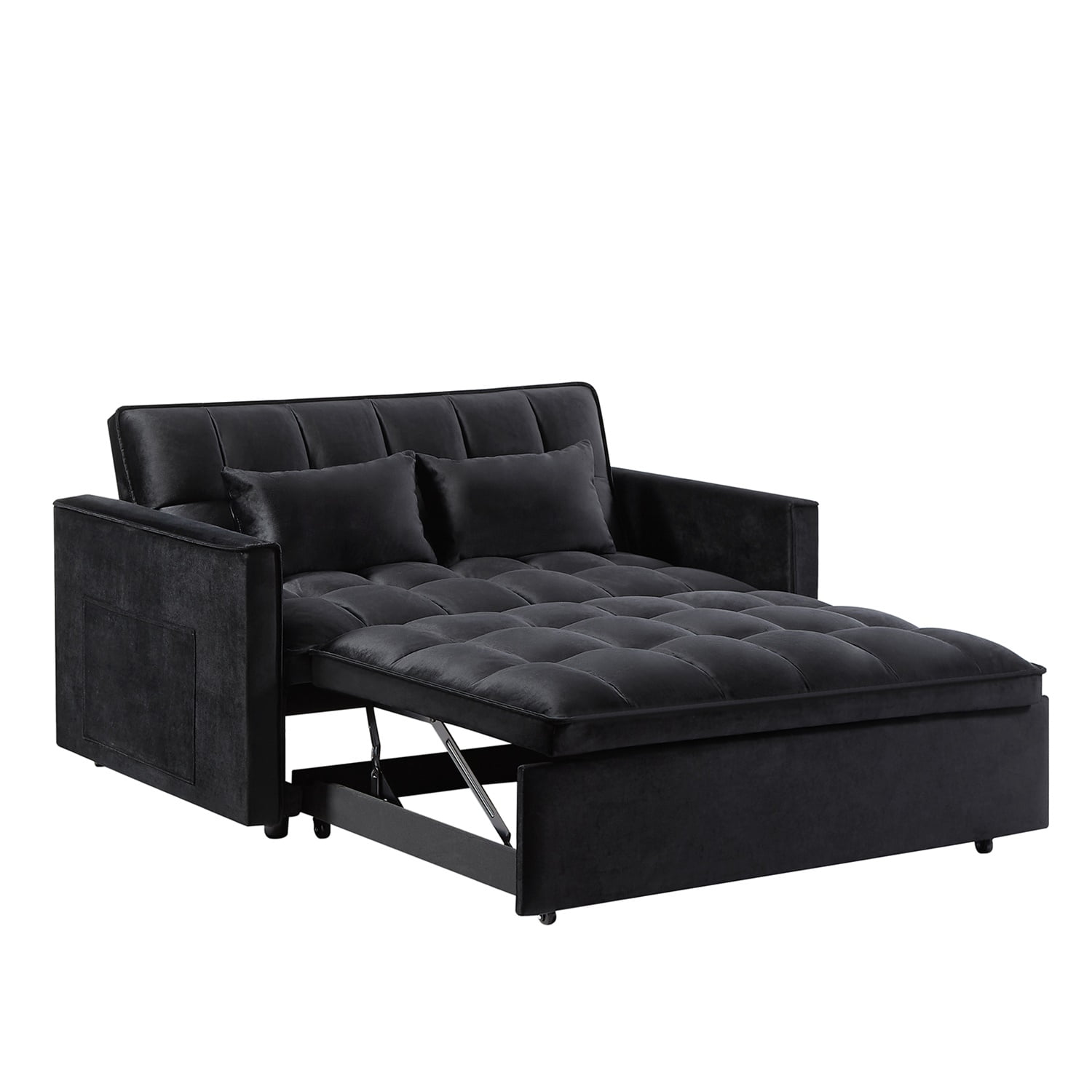 Hommoo 3 in 1 Convertible Pull Out Sofa Bed, Loveseat Sleeper Sofa, Black