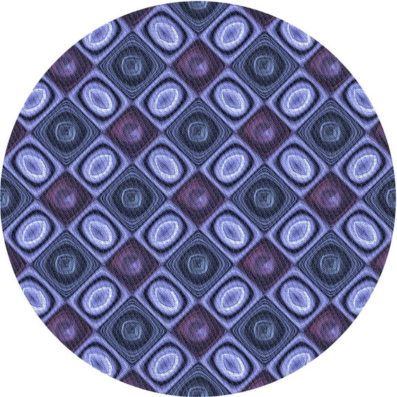 Ahgly Company Indoor Round Patterned Light Slate Blue Area Rugs, 7' Round