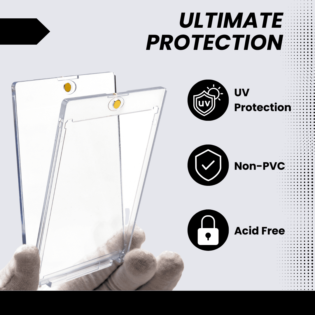 (Box 25) Display Zone 35pt Magnetic Trading Card Holder One-Touch up to 35pt Thickness - Baseball Sports Card UV Protector Case