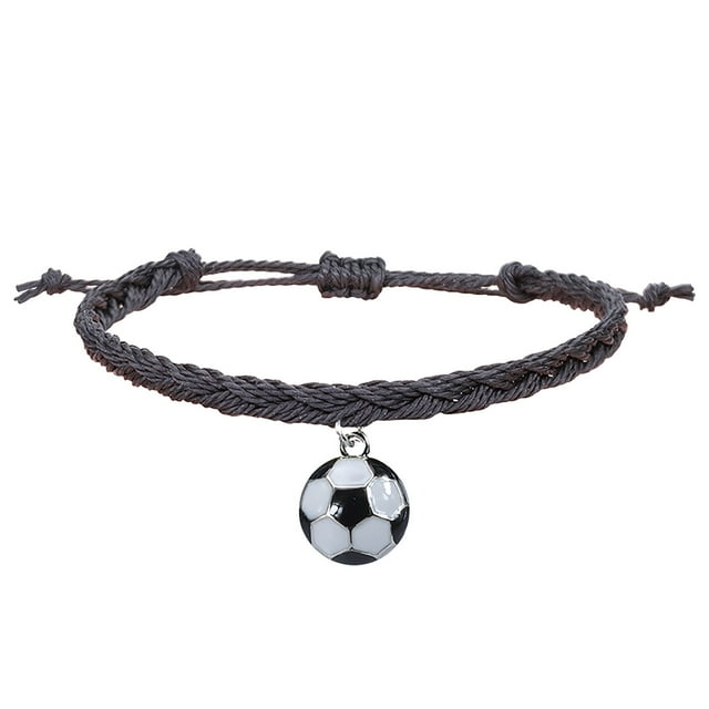 Pulseras de Fútbol Charm Favors Fútbol Negro Rojo Blanco Marrón Pulseras de Fútbol Cuentas Ajustable Inspirational for Teens Adults Sport Birthday Football Favors For
