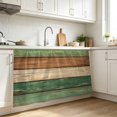 thumbnail image 3 of Farmhouse Dark Sage Green Brown Cabinet Curtain 28"W x 51"L, Vintage Wooden Striped Dust-Proof Privacy Curtain for Closet Shelves Self Adhesive, Sink Skirt for Bathroom Vanity Kitchen Laundry Room, 3 of 9