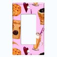 thumbnail image 2 of Metal Light Switch Wall Plate Outlet Cover (Coffee Mocha Espresso Grounds Cookie Sugar Treats Love Caramel Shake Pink - Single Rocker), 2 of 2