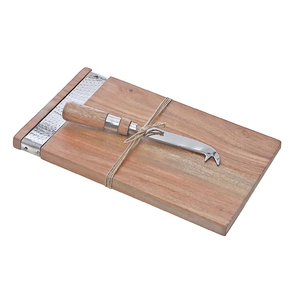 Maison Concepts Acacia Wood Rectangle Cheese Board & Spreader (Brown) 10" X 6" X 0.6"