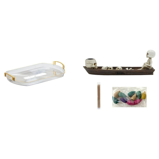Bandeja De Tocador Rectangular Nórdica Y Quemador De Incienso Con Forma De Calavera, Adorno De Mesa, Escultura, Bandeja Para Guardar Joyas, Para Comedor, Oficina, Hogar, Dormitorio, Armario,