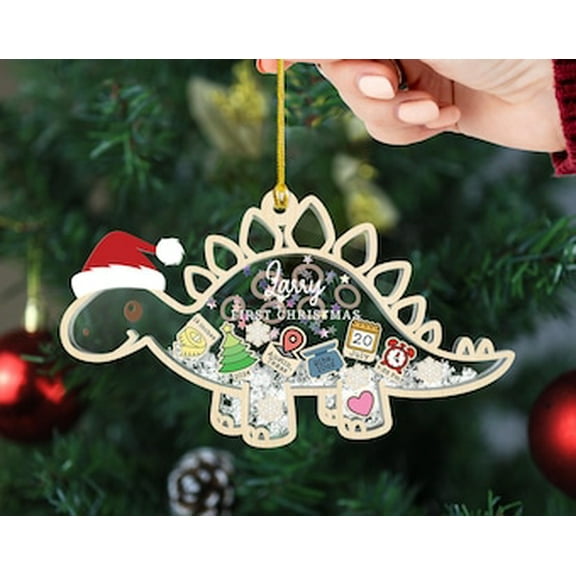 Dinosaur First Christmas Ornament 2025 Personalized Baby Name Shaker Ornament Custom Baby 1st Christmas Ornament