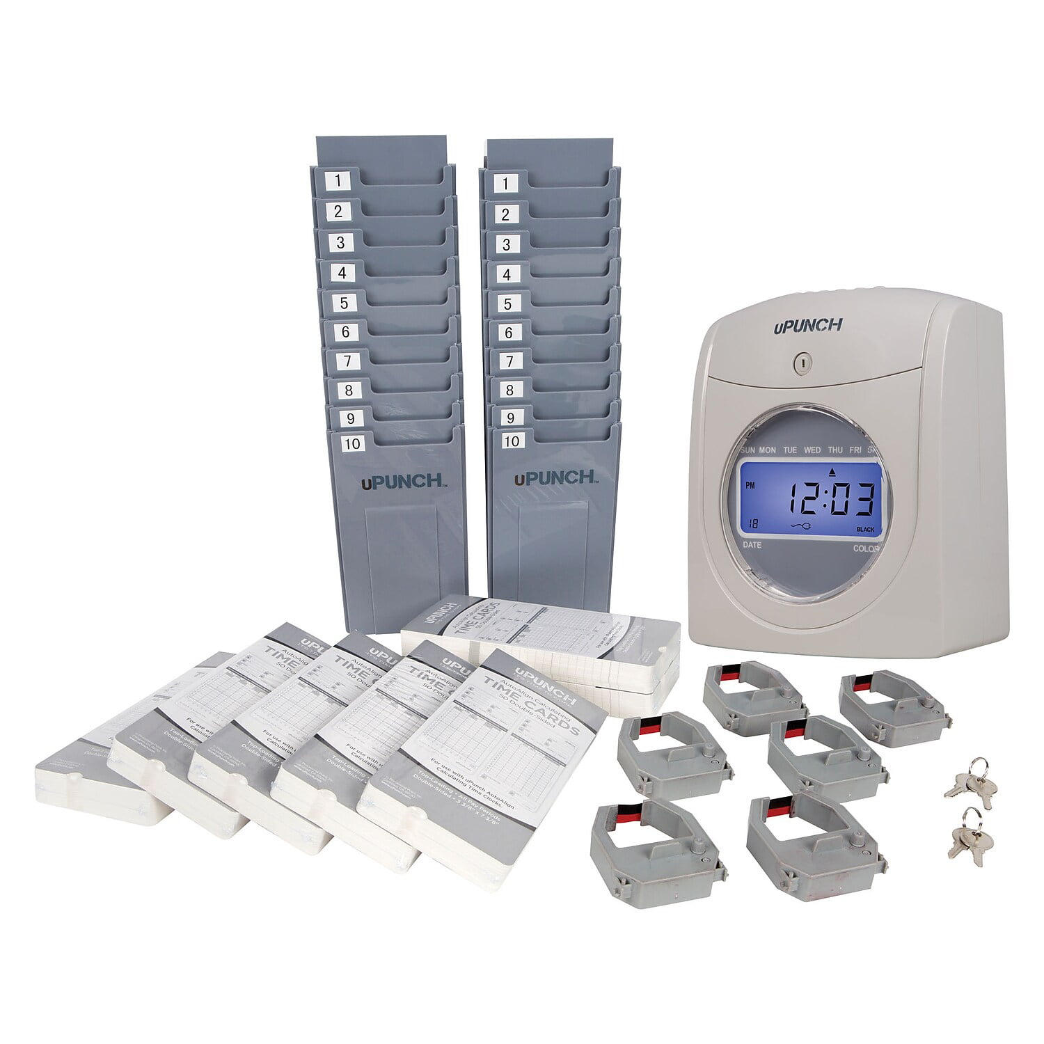 Employee Time Recorder Goplus Electronic Time Attendance Clock Punch Clock Machine Includes 200 Cards and 2 Time Cards Racks