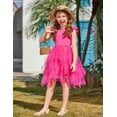 thumbnail image 4 of Vestido tutú Arshiner de tul para niñas pequeñas, verano, rosa intenso, 6-7Y, 4 of 8