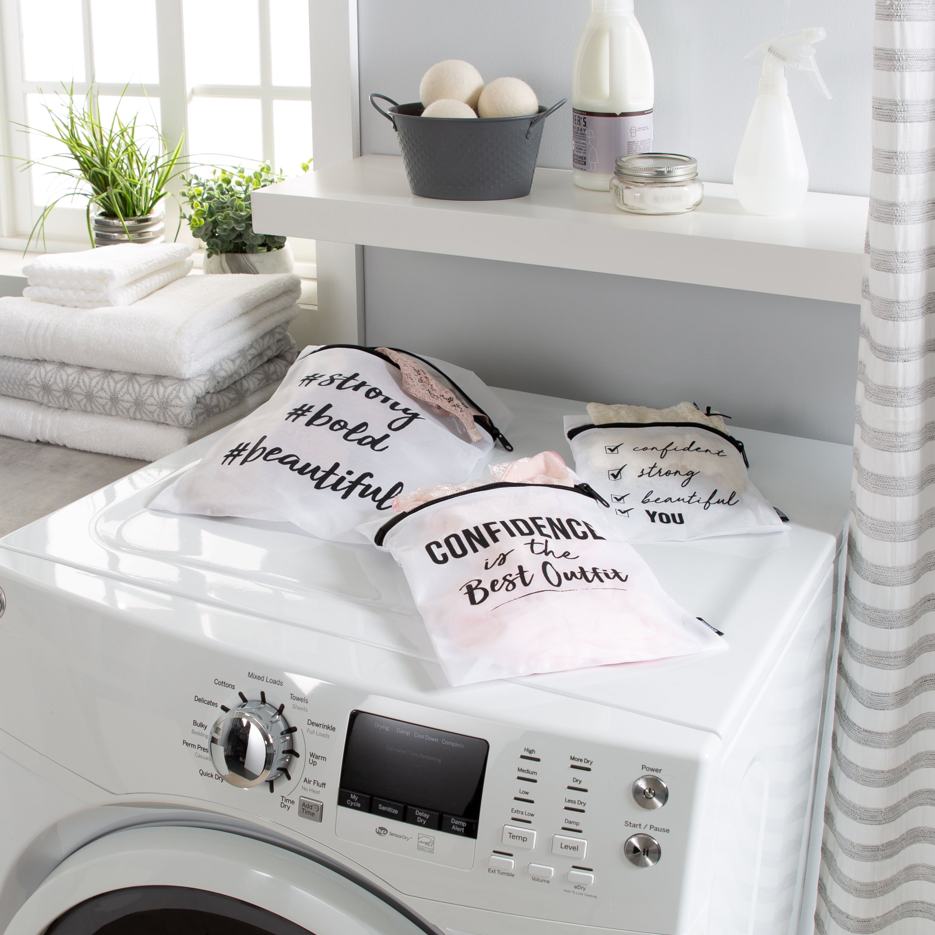 Woolite Printed Mesh Laundry Wash Bags, 3 Pack, 8" x 10", 9" x 13", 11" x 15"