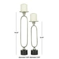thumbnail image 3 of DecMode 2 Candle Silver Aluminum Metal Paper Clip Pillar Candle Holder with Marble Base, Set of 2, 3 of 8