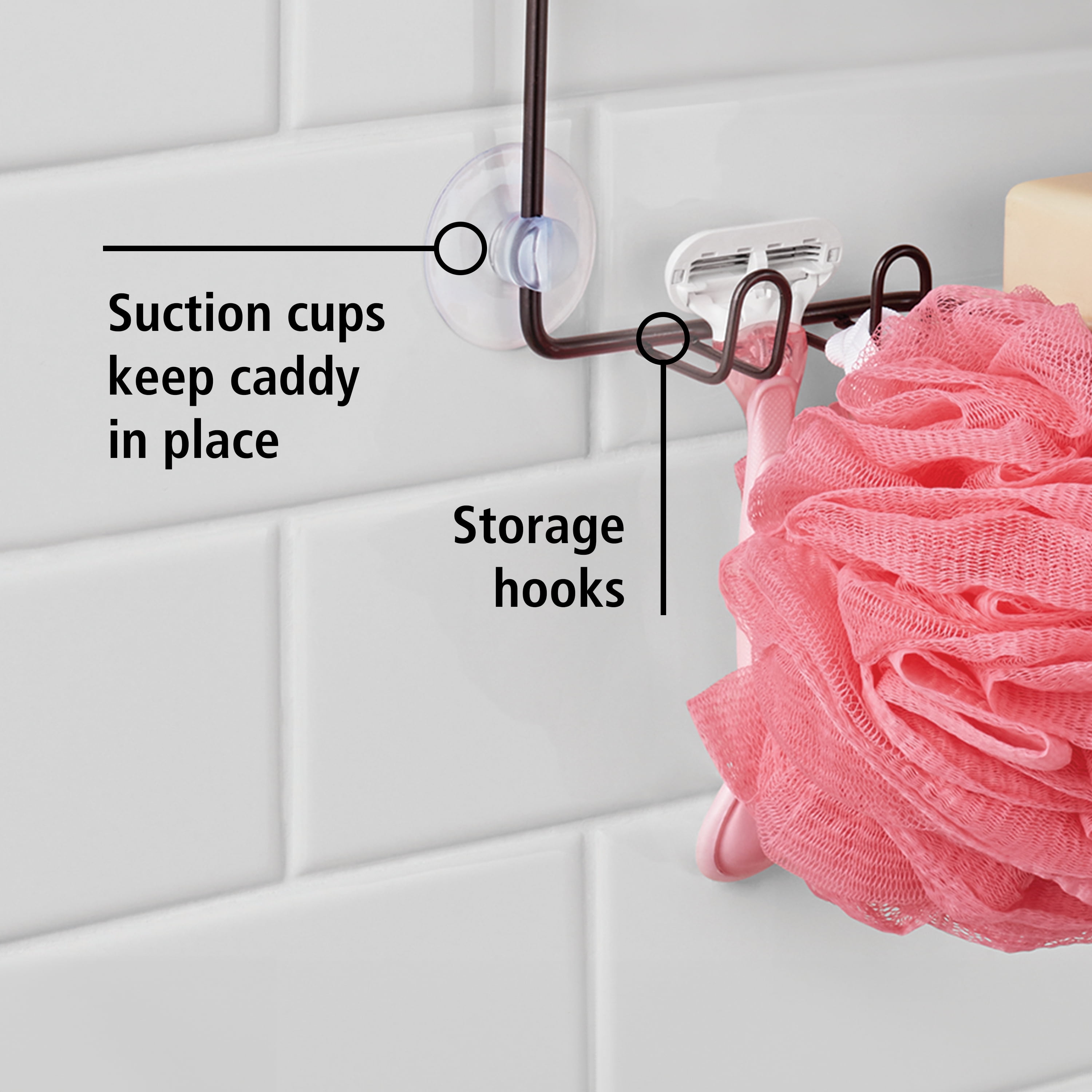 Mainstays Premium Hanging Shower Caddy with 2 Shelves and Soap Tray, Oil Rubbed Bronze
