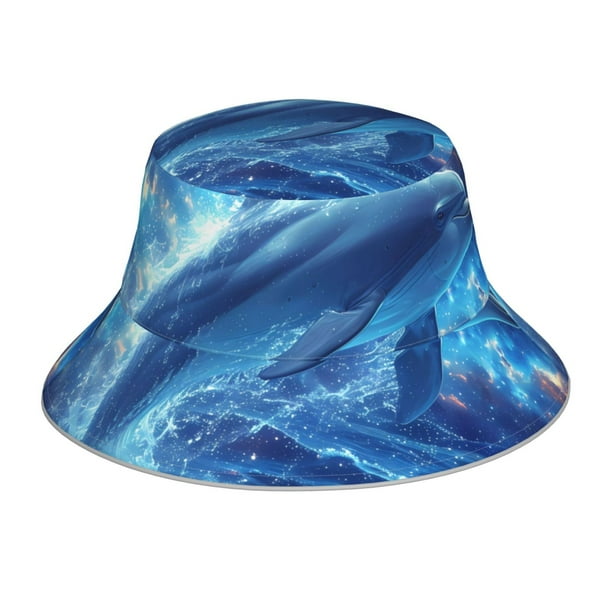 Fotbe Beautiful Ocean Dolphin Sombrero Tipo Pescador con Estampado – Sombrero de Sol de Algodón de Moda para Playa, Golf, Pesca