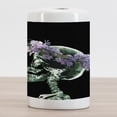 thumbnail image 2 of Xray Flowers Ceramic Toothbrush Holder, Human Skull and Skeleton with Purple Tones Floral Wreath Science Psychology, Decorative Versatile Countertop for Bathroom, 4.5" X 2.7", Multicolor, 2 of 4