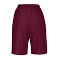 thumbnail image 6 of Aobny 2025 Women's Plus Shorts Pockets Bermuda Red Shorts Cotton Linen Knee Length High Waisted Vacation Pants,XXXL, 6 of 7
