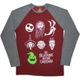 thumbnail image 1 of The Nightmare Before Christmas  Adult Faces Raglan Long-Sleeved T-Shirt, 1 of 2