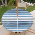 thumbnail image 6 of Round Outdoor Tablecloth with Umbrella Hole and Zipper, Blue Nordic Style Stripes Fitted Table Cover with Elastic Edge for 31-35 Inch, Blue Gray Texture Waterproof Patio Tablecoths for Picnic, 6 of 9