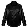 thumbnail image 5 of Long Sleeve Shirts for Men Button Down Lapel Silk Satin Blouses Beach Party Casual Top with Chest Pocket (XL, Black), 5 of 6