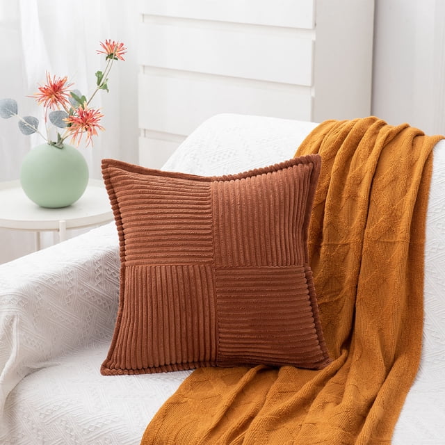 Xihbxyly Funda de Almohada Decorativa, Textura Suave Similar a La Lana, Diseño Bordado Acogedor, Estilo Bohemio Moderno, Decoración Estilo Cabaña para Sala de Estar o Sofá, 45 X 45 Cm, Juego de 1