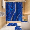 thumbnail image 2 of Debonair 4 Pcs Bathroom Shower Curtain Set,Durable Bathroom Decor Set with Rugs(Bath Mat,U Shape and Toilet Lid Cover Mat) and 12 Hooks,Navy Blue Gold Marble Shower Curtain Sets, 2 of 6