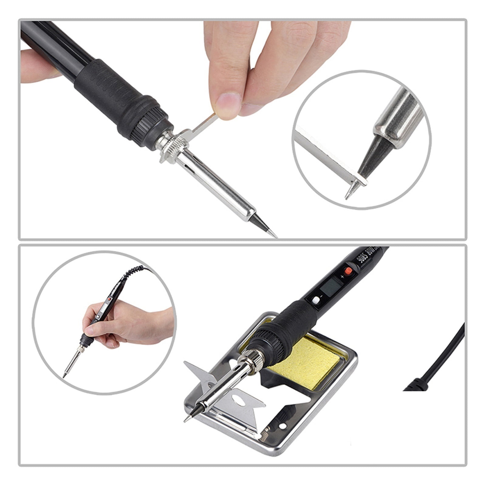 Electric Soldering Iron Kit,LCD Digital Welding Pen BGA Soldering Iron,Solder Welder Tip Tin Pencil For Home DIY 80W ,Portable