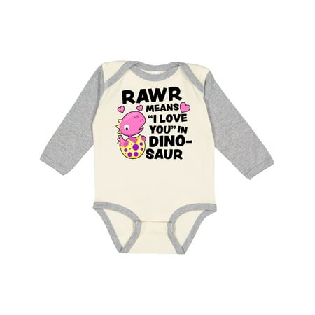 

Inktastic Rawr Means I Love You in Dinosaur Valentine in Pink Gift Baby Girl Long Sleeve Bodysuit