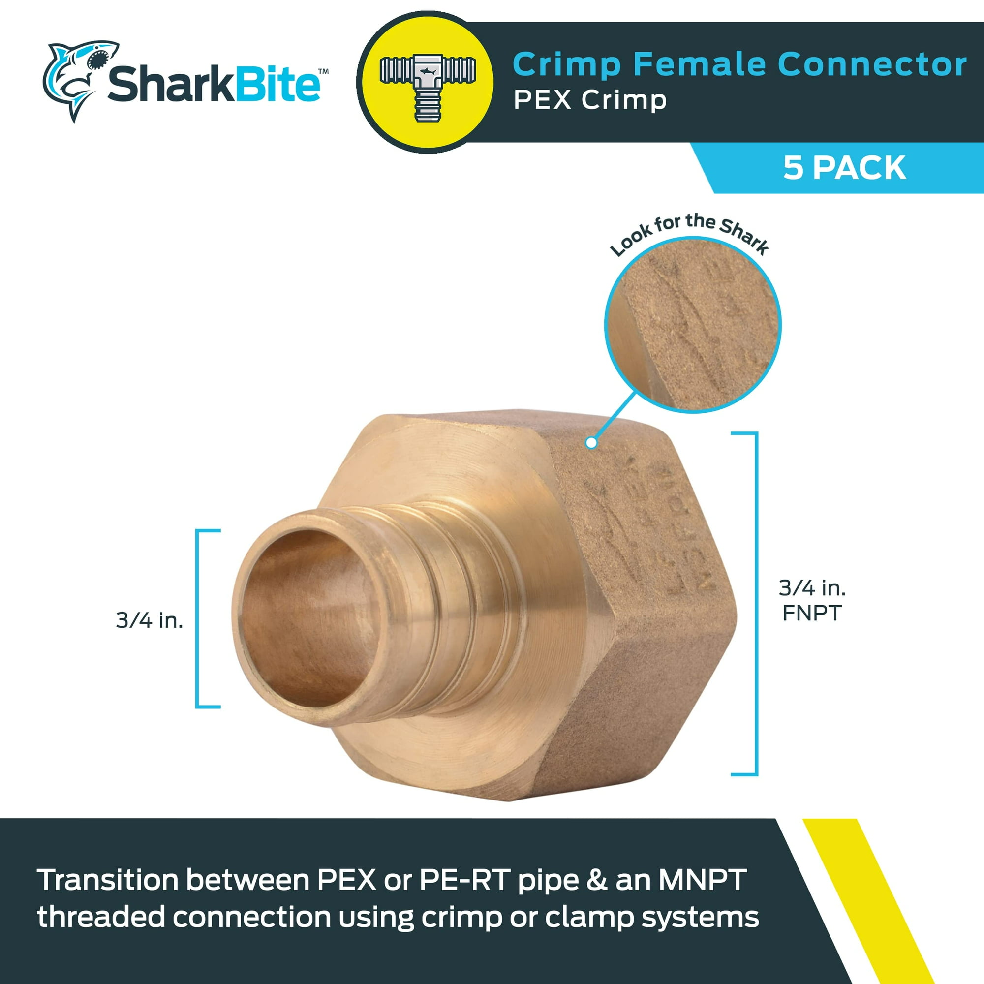 SharkBite Adaptateur pour PEX avec raccord femelle FNPT, 3/4 po x