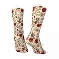 thumbnail image 4 of Bumble Bees Socks Autumn Red Flower Print Stockings Leisure Unisex Soft Breathable Socks P, 4 of 7