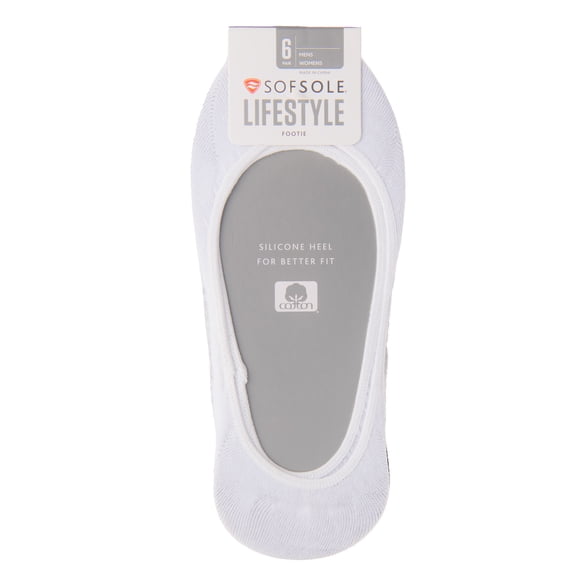 Sof Sole Women's Ultra No Show Comfort Invisible Liner Sock, White/Gray/Black, One Size, 6 Pair