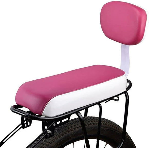 Bike Back Seat Cushion, Universal Soft Bicycle Rear Seat, Cushion Leather Bicycle Manned Cushion with Back,Pink