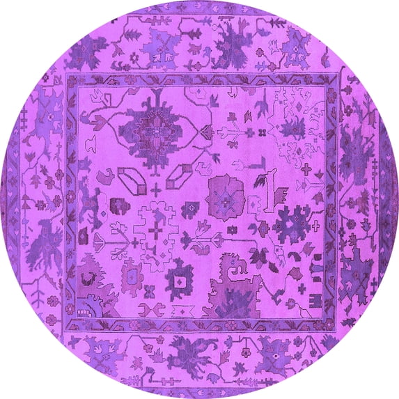 Ahgly Company Indoor Round Oriental Purple Industrial Area Rugs, 8' Round