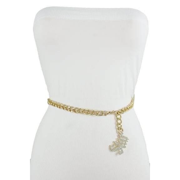 Women Gold Metal Chain Fashion Belt STAR Charm XS S M