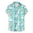 thumbnail image 6 of Shirts for Men Easter Digital 3D Printed Short Sleeve Button Down Lapel Blouses Loose Casual Summer Tops Green XL, 6 of 6