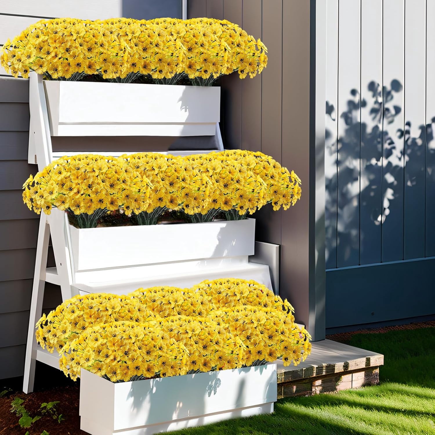 20 Bundles Outdoor Artificial Flowers UV Resistant with Pink Faux Silk Flowers and No Fade Fake Plastic Plants for Spring Summer Outside Planters Porch Window Box Garden Decor