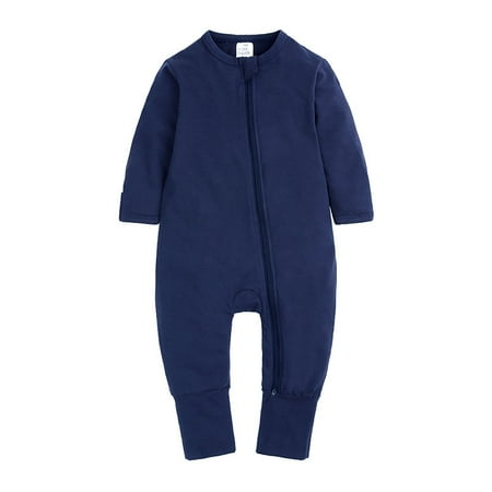 

Girls Boys Baby Romper Suit Long Sleeve Zipper Patchwork Casual Newborn Spring and Autumn Romper 3-24M