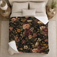 thumbnail image 5 of Dark Botanical Peonies Pumpkins Sofa Vintage Floral, Cozy Botanical Garden Scene, Warm Flannel Blanket for Sunroom and Reading Nook, Garden Lovers Thanksgiving Gift, Botanical Home Decor, 5 of 9