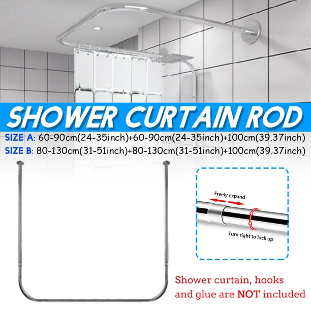 Adjustable Curved Shower Curtain Rod, 76 Inch Fabric Shower Curtain Rod