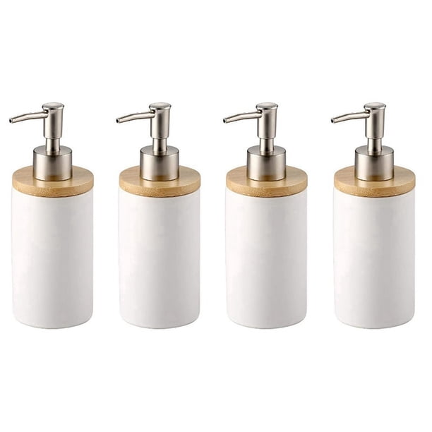 Dispensador de jabón de cerámica de 400 ml, estilo nórdico, dispensador de loción, dispensador de jabón para cocina y baño, color blanco