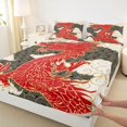 thumbnail image 3 of Homewish Cartoon Chinese Dragon Twin Sheet Sets for Adult, Stripes Cloud Twin Fitted Sheet, Vintage Japanese Style Flat Sheet, Super Cozy Room Decor, 3pcs, 3 of 7