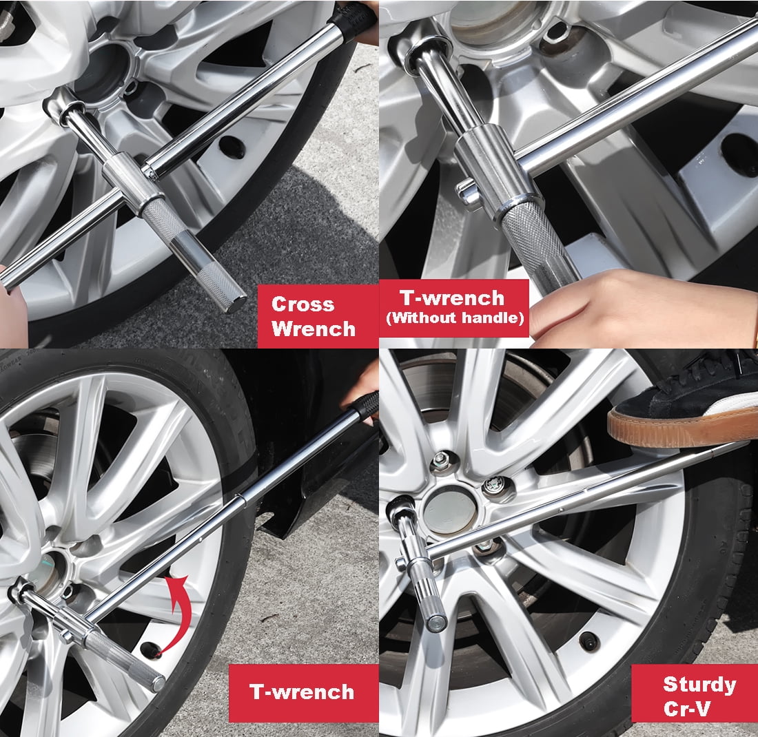 23" Universal Extended Lug Wrench, 4 Way Tire Iron Nut Wrench Set - View #9