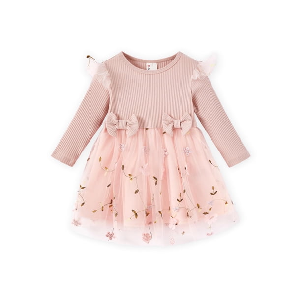 Vestido de Tul Rosa con Flores para Bebé Niña PATPAT 3-6 Meses
