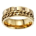 thumbnail image 4 of 1Pc Unisex Fashion Titanium Steel Ring Rotatable Ring Roman Numerals Ring, 4 of 8