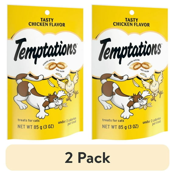 (2 pack) Temptations Classic Tasty Chicken Flavor Crunchy And Soft Treats For Cats, 3 Oz Pouch