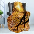 thumbnail image 4 of Nature Soft Flannel Fleece Blanket, Sun Through Leaf Golden Yellow Vivid October Foliage Harvest Serene Paradise Photo Art, Cozy Plush for Indoor and Outdoor Use, 50" x 60", Orange, by Ambesonne, 4 of 5