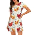thumbnail image 1 of Fotbe Flower Chicken Bata de Dormir para Mujer con Estampado, Camisón de Algodón de Manga Corta, Ropa de Dormir Casual, 1 of 6
