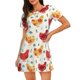 thumbnail image 1 of Balery Flower Chicken Camisón de manga corta con cuello redondo para mujer, cómodo y elegante., 1 of 6