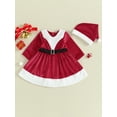 thumbnail image 2 of Suealasg Toddler Baby Girl Christmas Costume 6M 9M 12M 18M 24M 3T Kids Girls Long Sleeve Patchwork A-line Dress with Hat Winter Clothes, 2 of 9