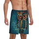 thumbnail image 2 of Balery Owl In Blue Pantalones cortos de pijama de punto de algodón para hombre con cinturilla y bolsillos-Large, 2 of 6